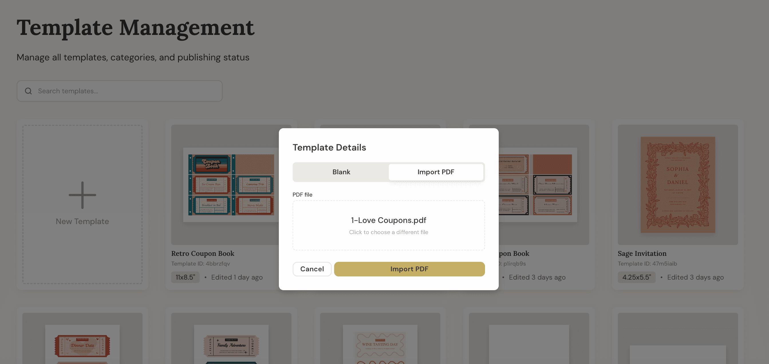 Importing a catalog into the Printbird editor