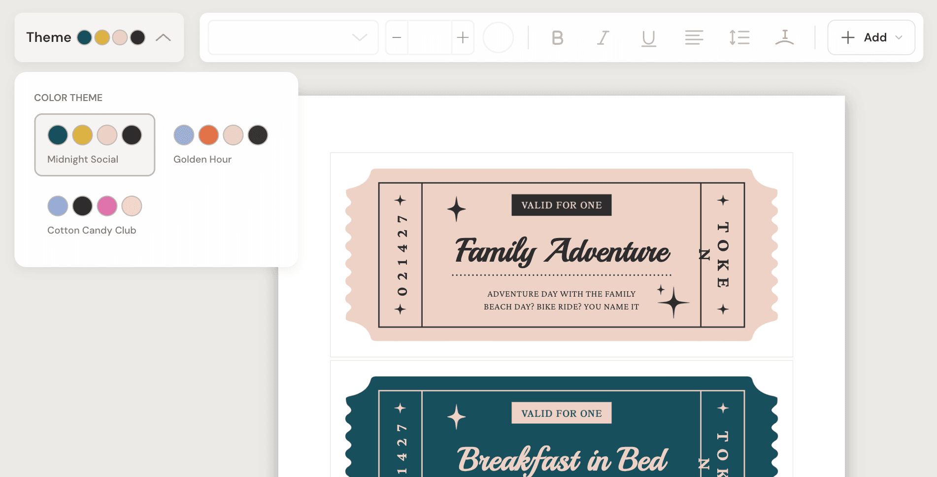 Theming variants in the Printbird editor